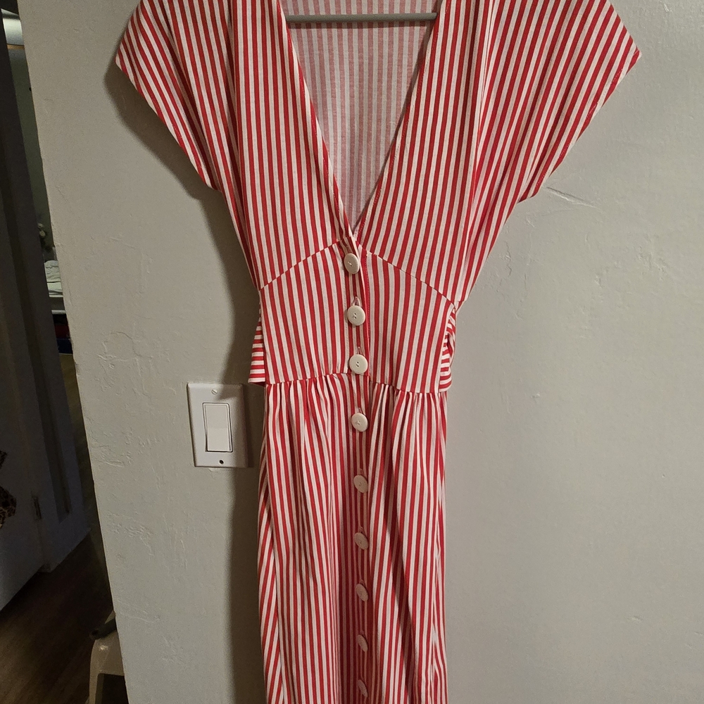 Zara Red and White Striped Maxi Dress